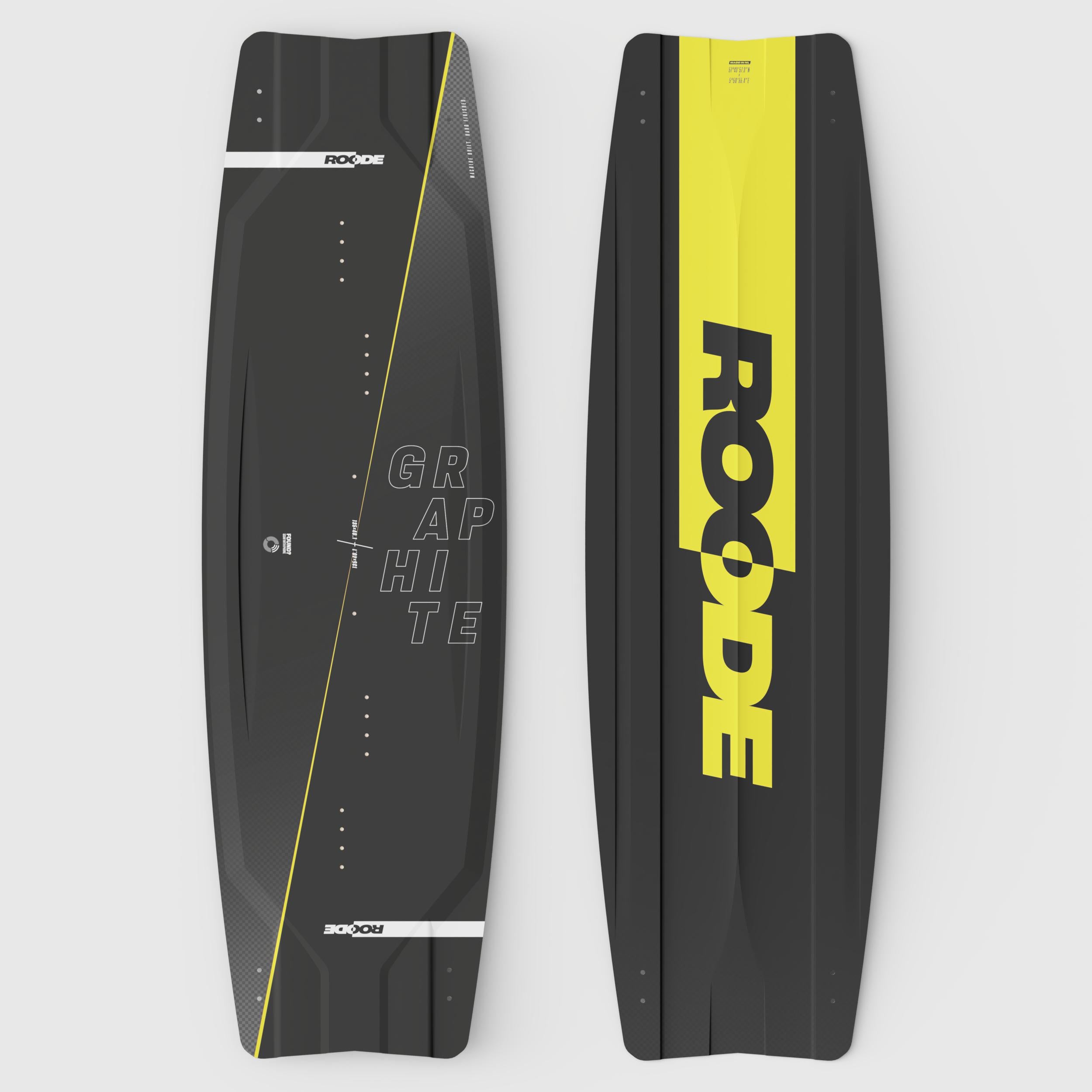 Bright yellow black carbon Graphite kiteboard built for energy, precision, and effortless control