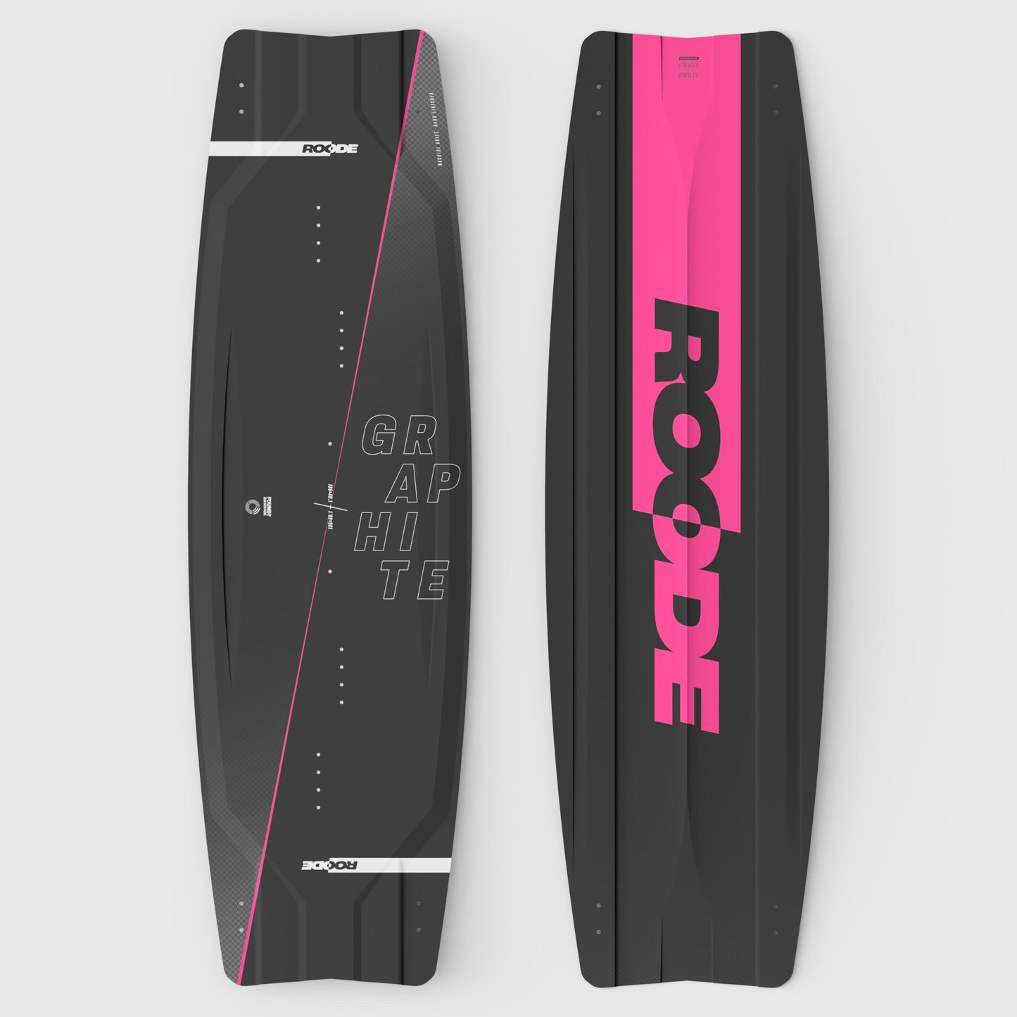 Handcrafted ROODE Graphite kiteboard in pink with full carbon construction